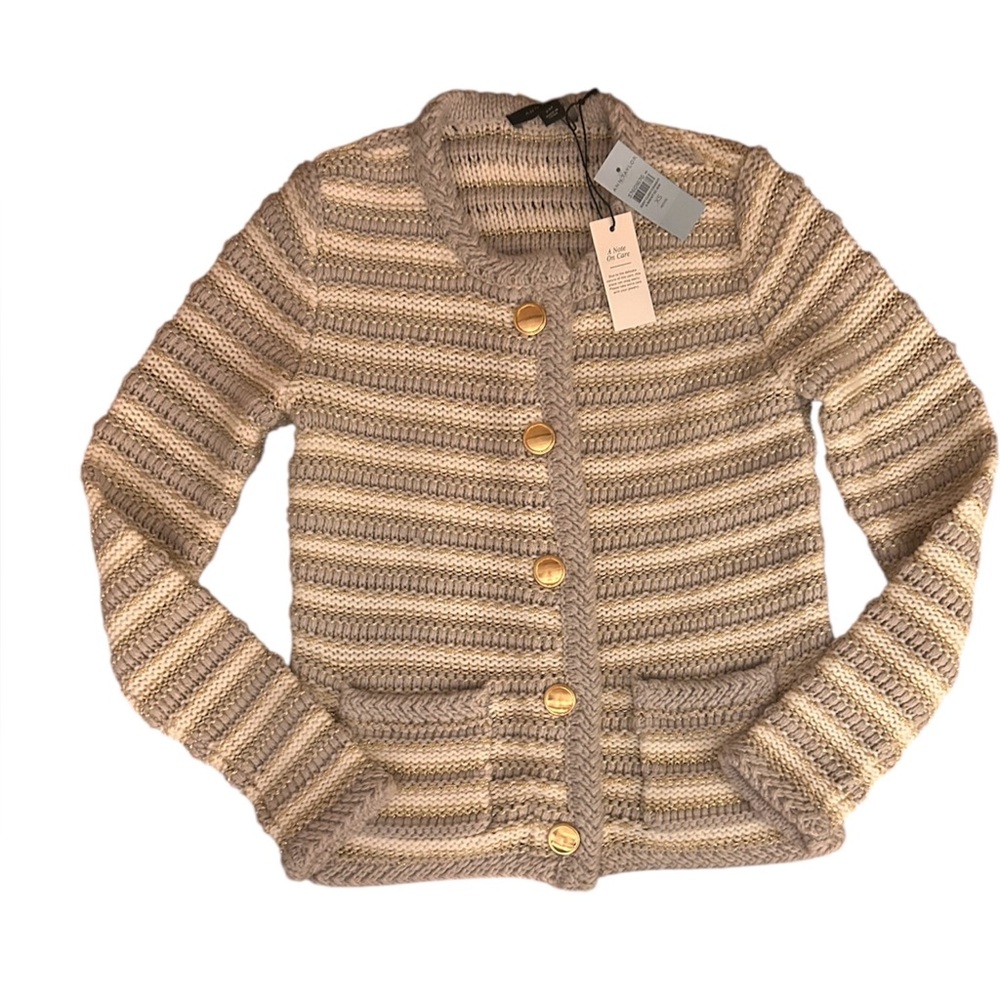 Ann Taylor Button Up Sweater with Gold Accents